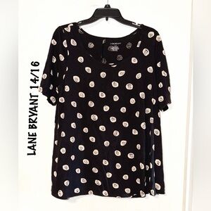Lane Bryant Black and White Polka Dot Short Sleeve Top